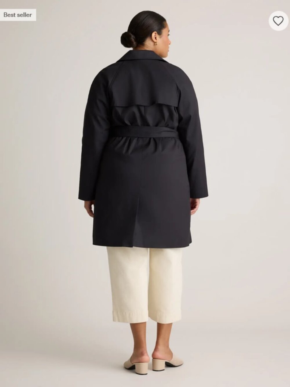Quince Comfort Stretch Trench Coat Midnight Black Medium New With Tags No Belt - Picture 9 of 15